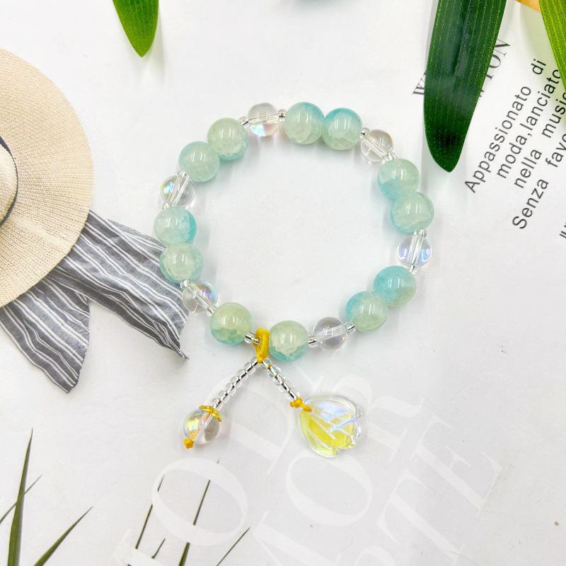 Braccialetto in Vetro Sette Colori a Coda di Pesce con Cristallo Imitazione Scatola Regalo per Ragazze