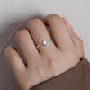 Banyan Tree S925 Silver Adjustable Moonstone Ring for Women – Colorful, Minimalist Design with Thin Round Beads