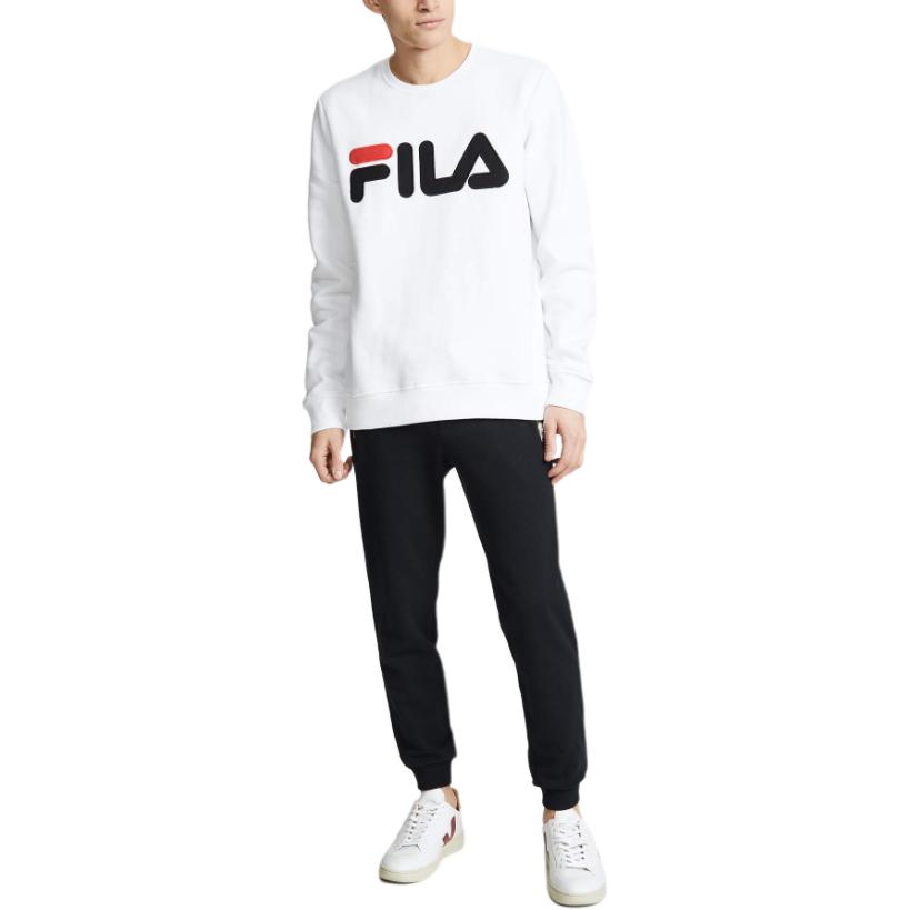 FILA Regola Simple Versatile Crew Neck Pullover Long Sleeve Sweatshirt Men sweatshirt LM183378-100