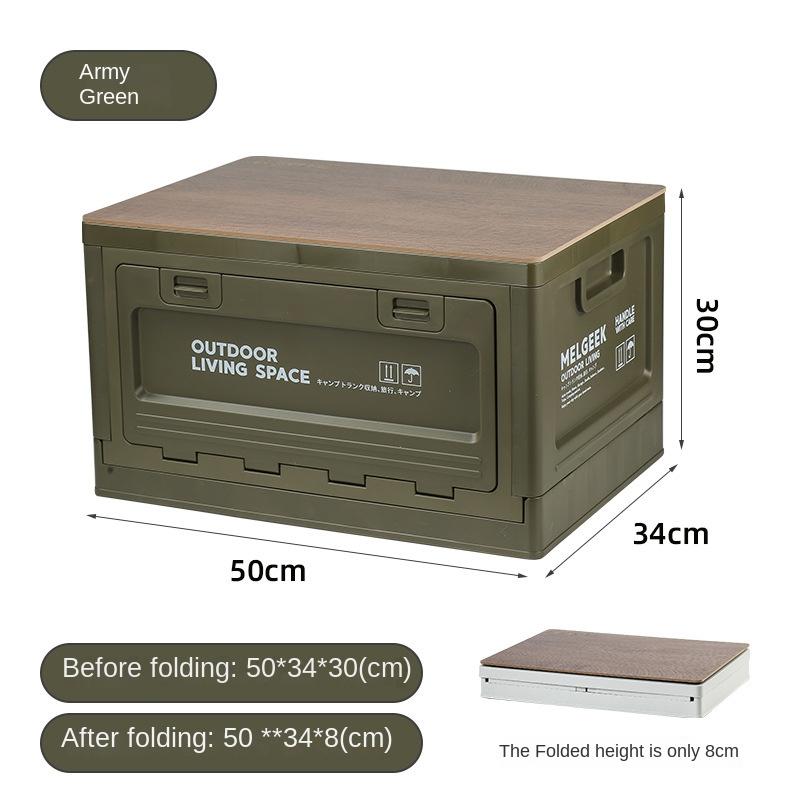 Outdoor Storage Box Camping Folding Box Camping Storage Box Car Trunk Wooden Lid Industrial Wind Storage Box