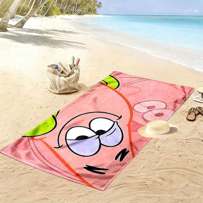 Patrick Star Print Beach Towel, Large Soft Quick Dry Towel for Beach Camping Swimming