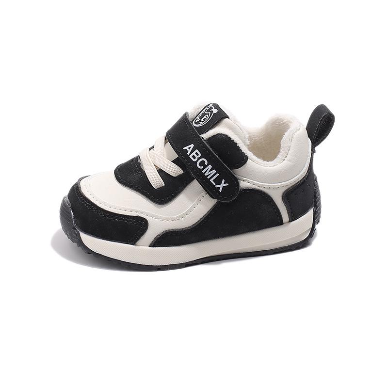 2025 Spring Girls' Soft Sole Baby Sports Shoes with Warm Velvet Toddler Cotton Design
