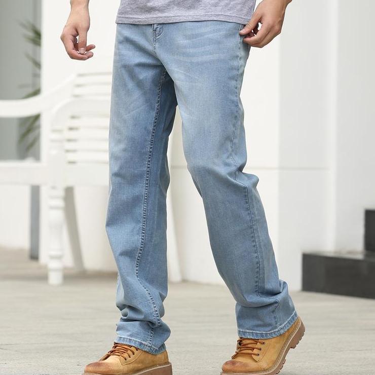 Sommer Frühling Weich Herren Jeans Mode Locker Gerade Hosen Taille Lässige Hosen Übergröße 28-30