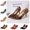 2025 Sexy Elegant Women's Fashion Shoes Leopard Print Fashion Pointed Toe High Heels 8.5cm Sandals Chaussure Femme