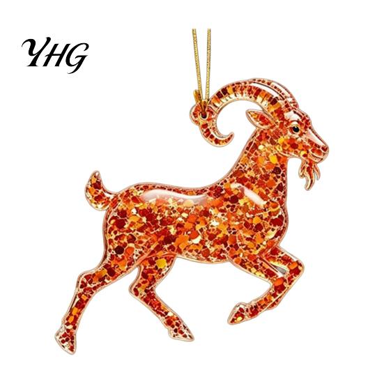 Christmas Gift for Friends Goat Tree Hanging Ornaments, Decorative 2D Flat Acrylic Festive Winter Pendant Holiday Party Home Decor, Lightweight
