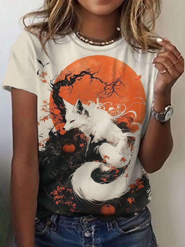 Summer Fox Squirrel T-Shirts Animal 3D Print Fashion Women Round Neck Short Sleeve T Shirt Tees Harajuku Y2K Top Female Clothing