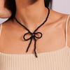 Vintage Design Niche Cold Wind Exaggerated  Beads Bowknot Necklace Clavicle Chain Female Colored Rice Bead Jewelry