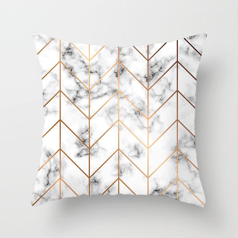 Ins Marble Geometric Print Square Pillow Cover Sofa Cushion Cover