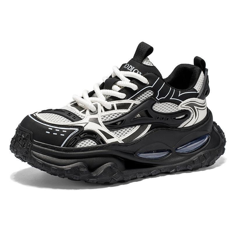 Men's shoes spring and autumn new mesh breathable thick-soled dad shoes men's sports and leisure shoes student running trendy shoes men