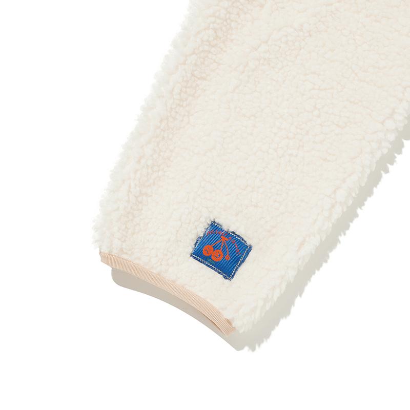 Kirsh X Misaki Kawaii Fleece Mix Patch Stadium Men'S Jacket [Ivory]