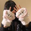 Winter new plush gloves thickened cold-proof cycling plush suit warm windproof riding students cute