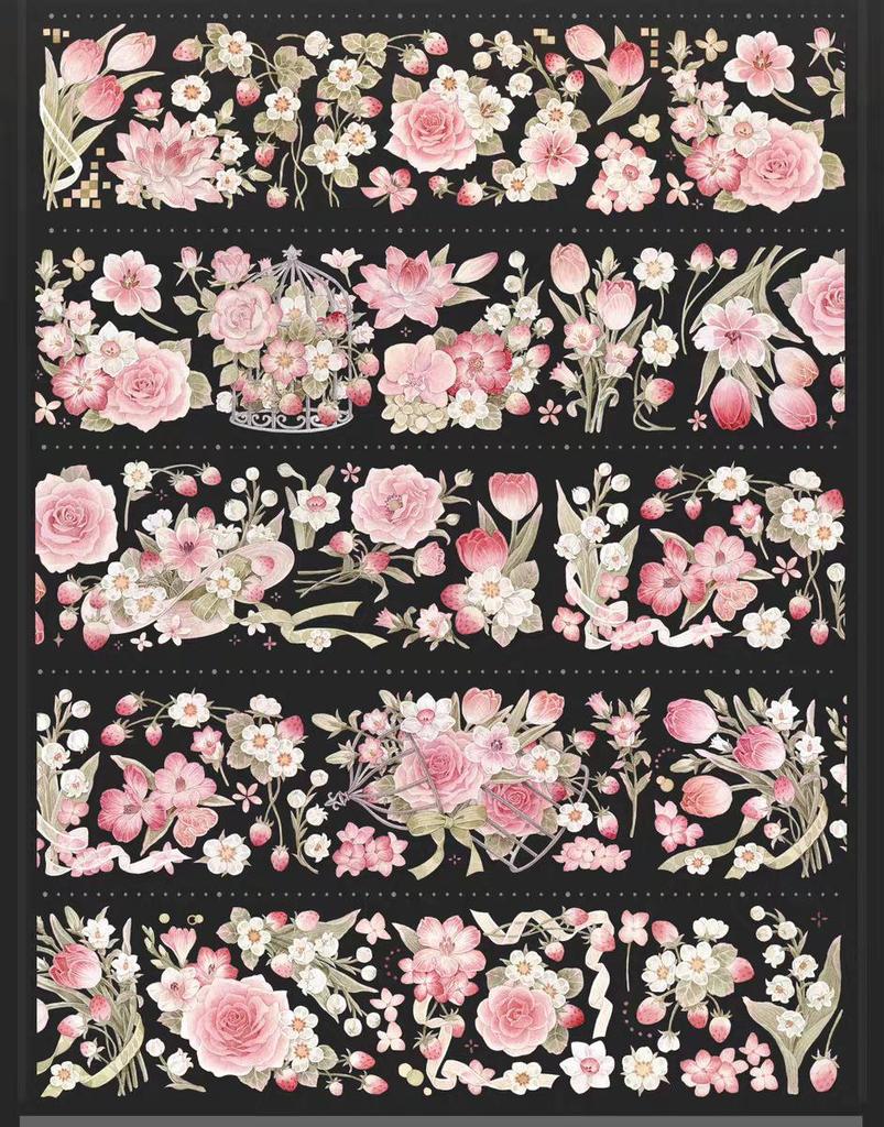 Falling Sunset Tide Washi Tape & Stickers for Journals: Flowing Hemp Ancient Style