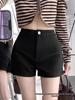Sexy Korean-Style Black Elastic Shorts for Women with Fleece, Fashionable Spring Pants