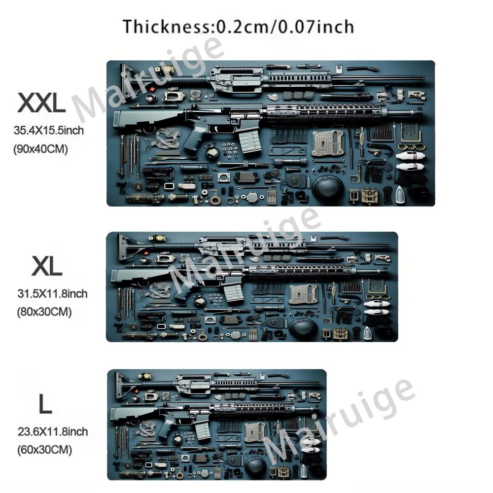 Super Cool Gun Model Keyboard Mouse Pad Desk Mat D Gaming Mouse Pad Gift Mouse Pad with NonSlip Rubber Base Stitched Edges