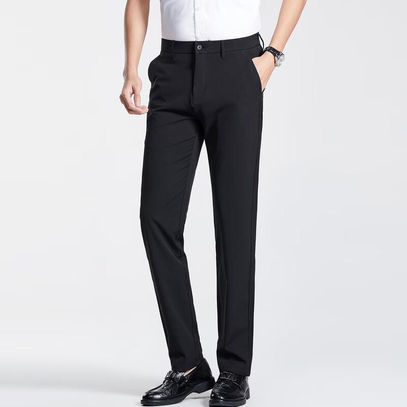 LangSha Men's Business Casual Straight-Leg Pants