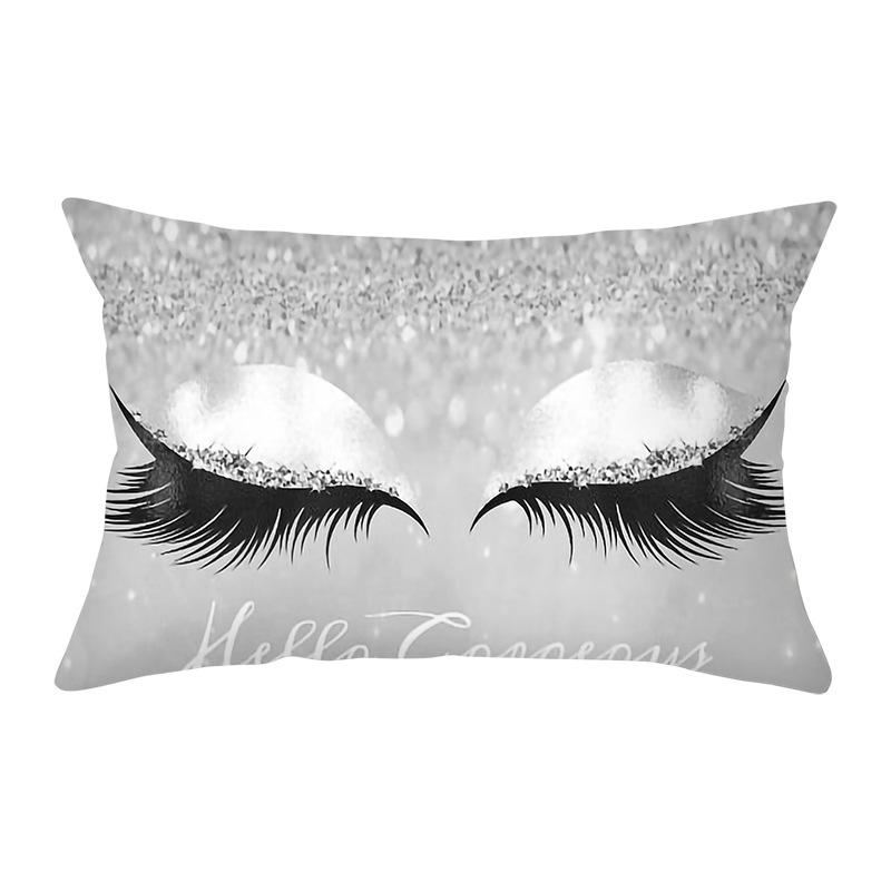 Peach Skin Waist Pillowcase Eyelash Print Cushion Cover Sofa Office Cushion Cover