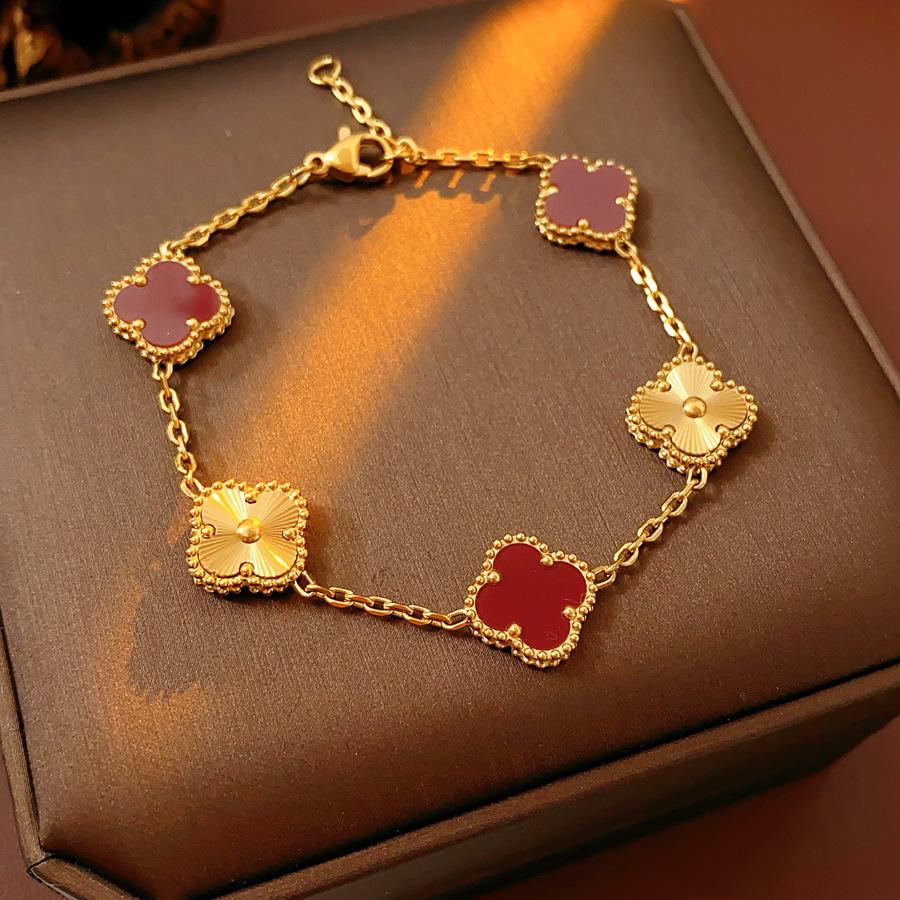 Women's Four-leaf Clover Bracelet Zircon Flower Bracelet Fashionable Exquisite Bracelet Temperament High-end Hand Jewelry