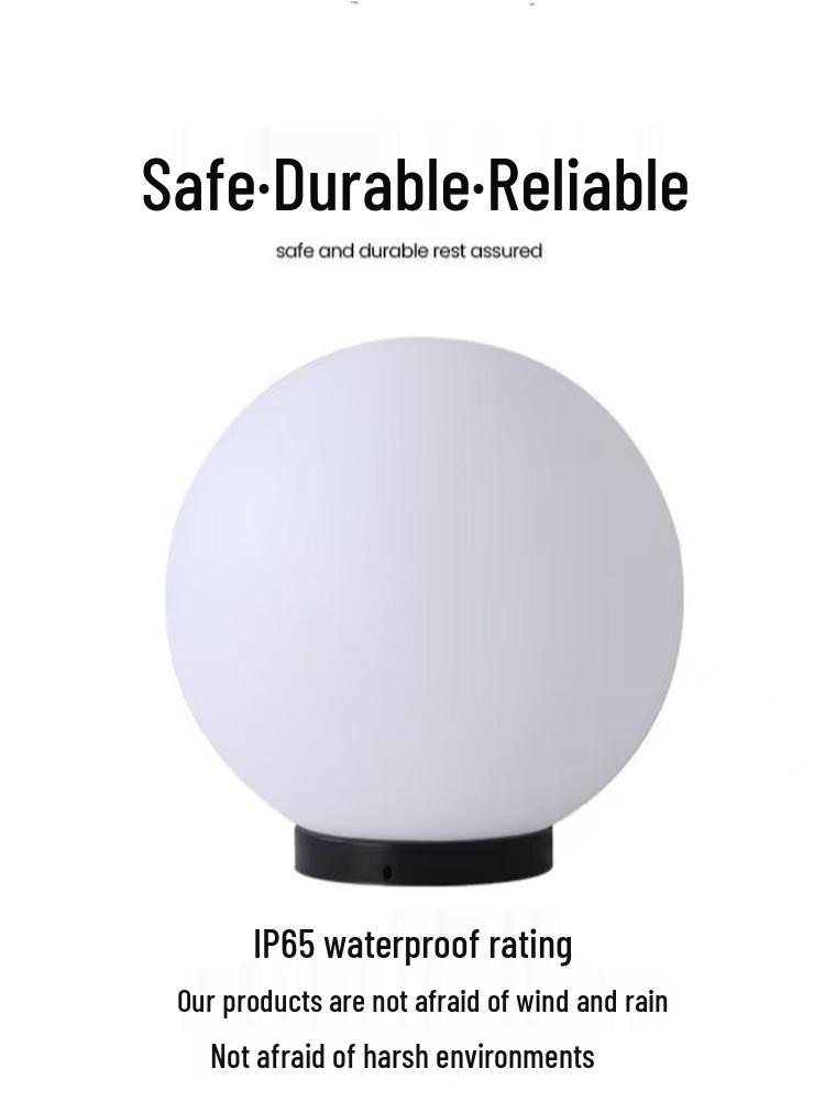 Waterproof Outdoor Solar Post Lights - White Round Moon Ball for Garden, Courtyard, Gate, and Fence Pillars