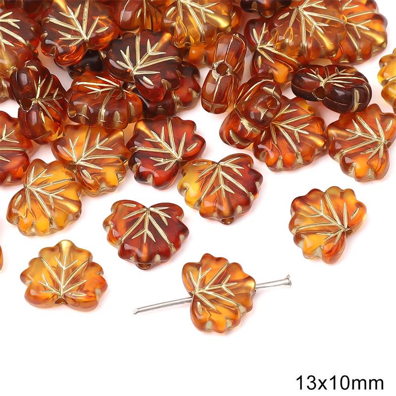 Vintage Amber Gold-Painted Oval Acrylic Beads for DIY Jewelry Making