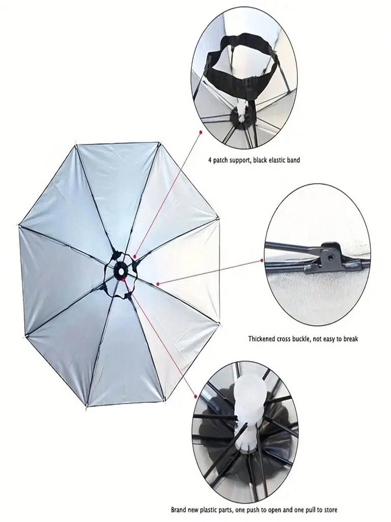 1Pc Lightweight Hat Umbrella, Outdoor Rain and Dew Umbrella, Fishing Umbrella, Elastic Hat Umbrella, Rain Hat, Sun Hat, Outdoor