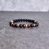 Genuine Red Tiger's Eye and Matte Onyx Beaded Bracelet Stretchable Beaded Bracelet for Men Two Gemstones Jewelry for Him Gift for Him