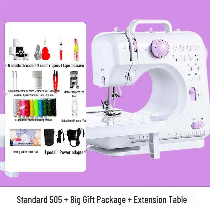 Compact Lockstitch Electric Sewing Machine with Foot Pedal - Multifunctional for Thick Fabrics