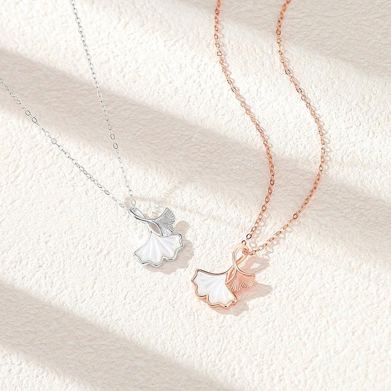 FY-N001392B 925 Silver 'Three Women's Forest Style Leaf Collarbone Chain Niche Light Luxury High-end Feel