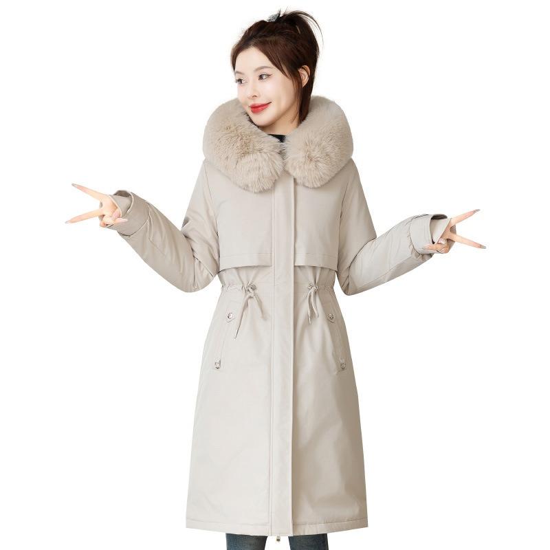 Winter New Cotton-padded Clothes, Hooded Removable Fur Collar Cotton Clothes, One Dress and Three Wear Versatile Women's Coats