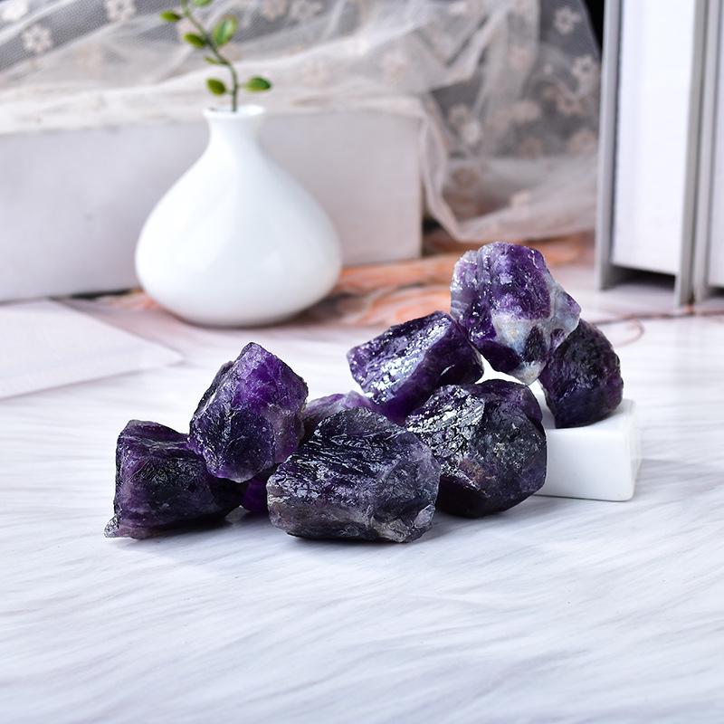 Deep Purple Amethyst Crystal Raw Stone Incense and Decorative Stone for Office, Fish Tank, or Pond
