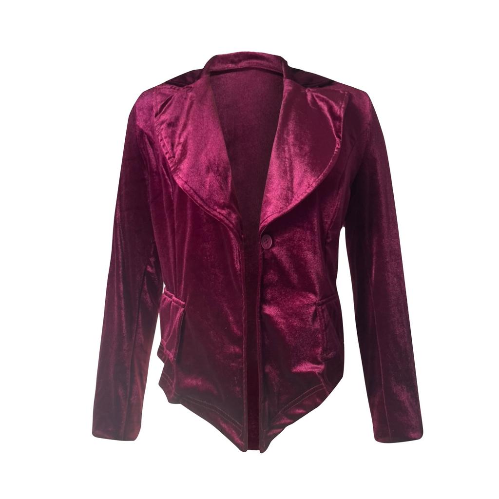 Women's Long Sleeved Lapel Solid Color Gold Velvet Loose Jacket