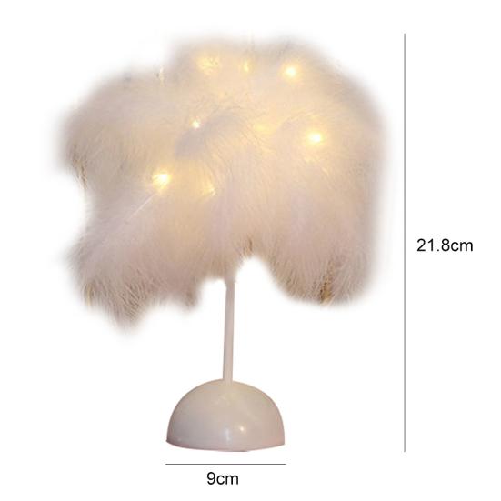 Candeeiro de Mesa de Cabeceira Sala de Estar Quarto Pena LED Casamento DIY Luz de Mesa Decoração