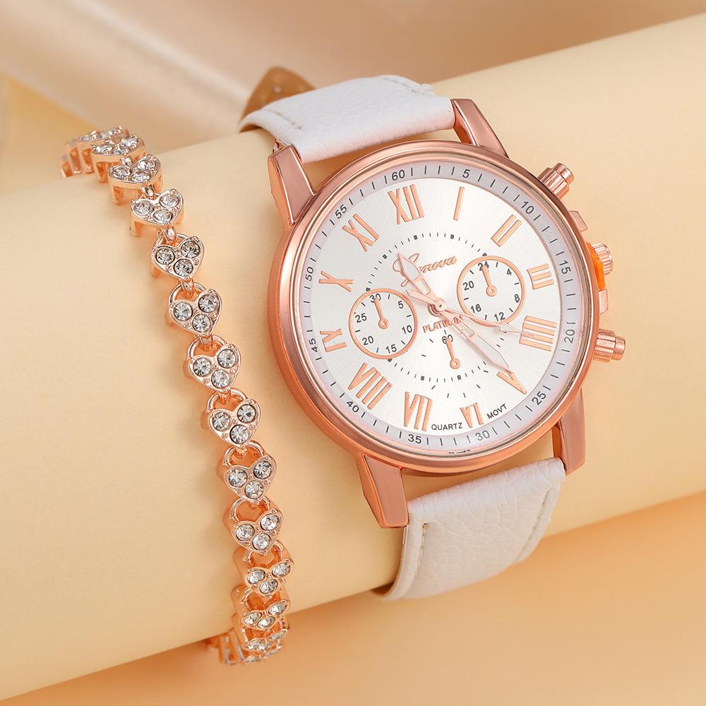 Ladies Watch Women S Fake Three-Eye Belt Fashion Women S Roman Scale Women S Watch