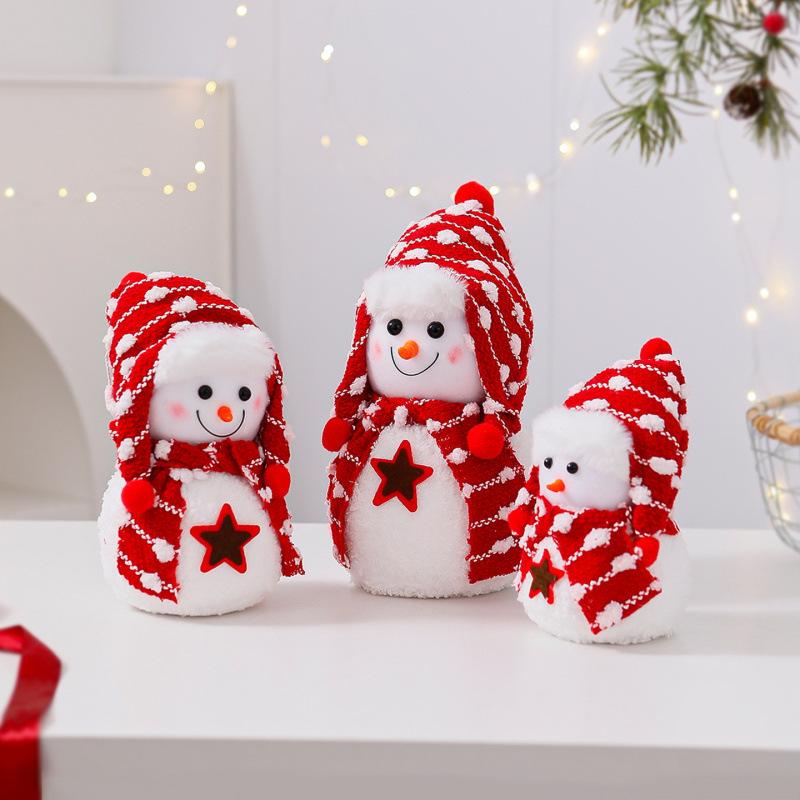 Christmas Gift Cute Christmas Decoration Doll Snowman Doll Plush Toy Small Christmas Snowman Ornament