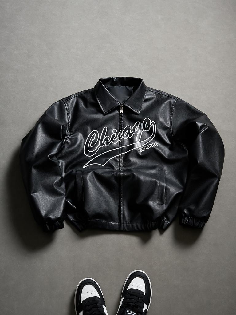 European size men's leather jacket jacket men's fashion slim-fit locomotive clothing pu leather casual top