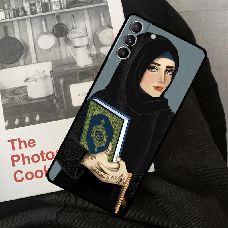 Muslim Islamic Girls Arabic Hijab Phone Case For Samsung Galaxy S23 S22 S24 Ultra S20 S21 S24 FE S9 S10 Plus Note 10 20 Ultra