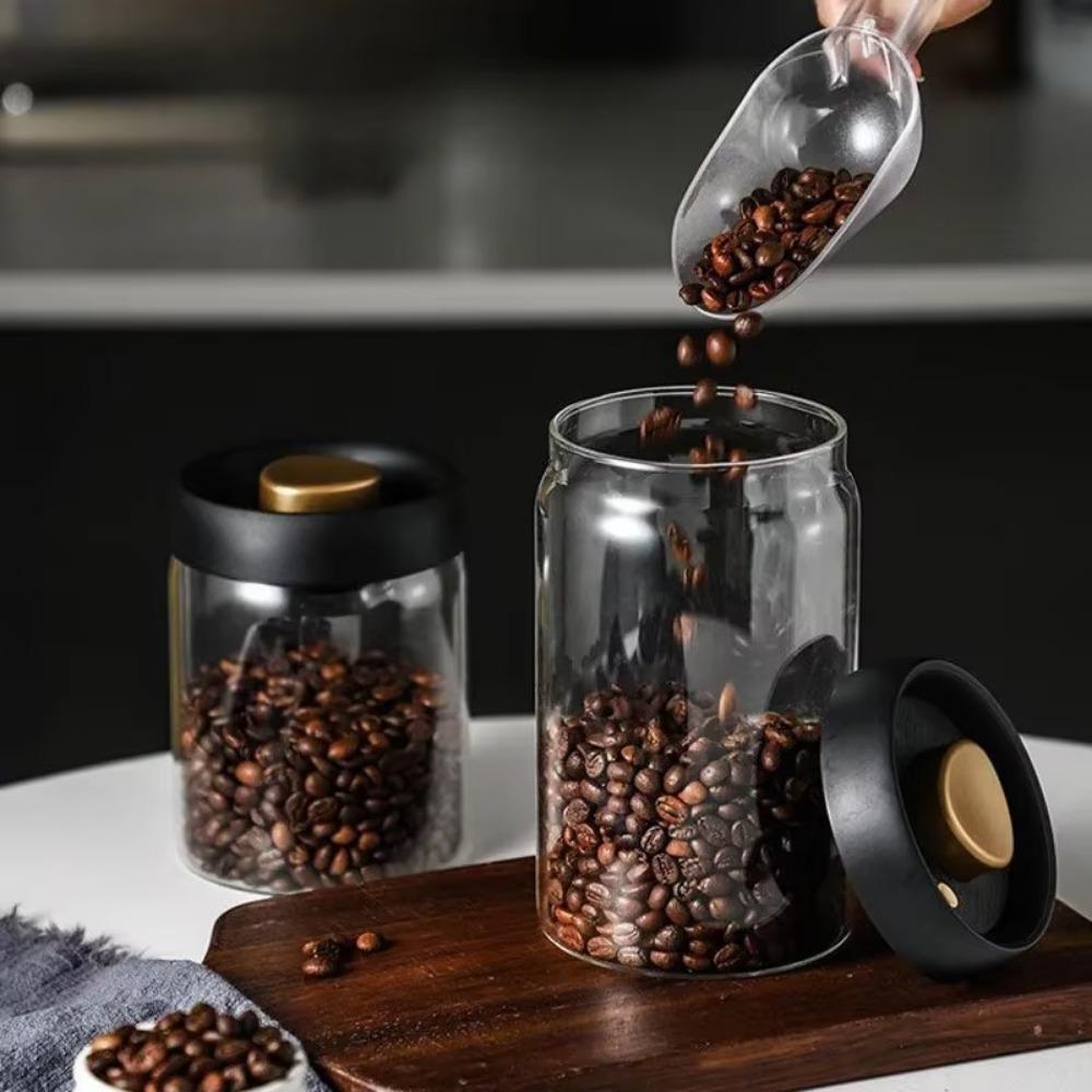 Coffee Beans Vacuum Sealed Borosilicate Glass Tank Moisture Proof Air Extraction Cereals Storage Jar for Kitchen Tea Storage