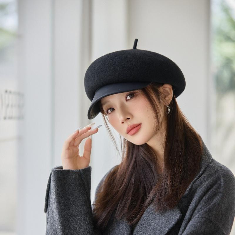 Beret Women's Autumn and Winter Cap Wool Octagonal Hat  Female Equestrian Hat Wool Hat