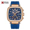 OFNS Men's Square Quartz Chronograph Watch: Luminous, Waterproof, Six-Hand Design, with Calendar for Casual or Commuter Wear.