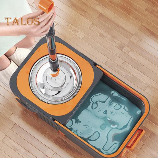 Spin Mop Set with 6 Reusable Mop Heads Microfiber Mop Heads 360 Degree Rotation Stainless Steel Handle Floor Cleaning System