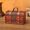 Retro Dragon Pattern Wooden Storage Box With Metal Lock For Storage Desktop