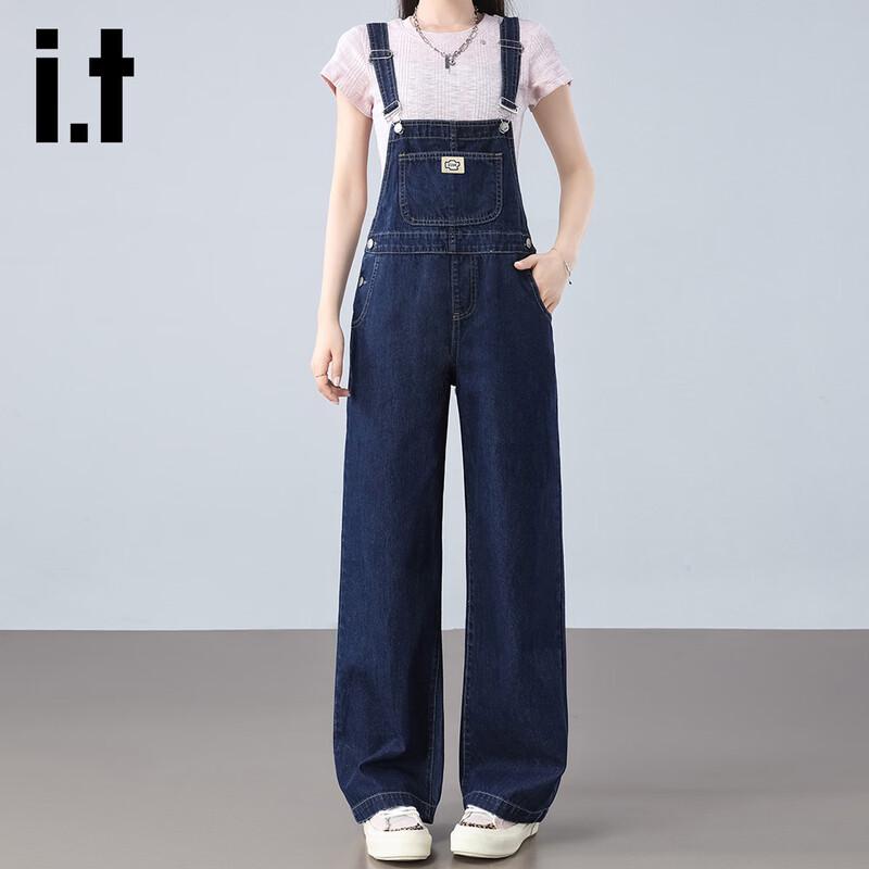 Izzue It Women's Relaxed Fit High-Waisted Denim Overalls