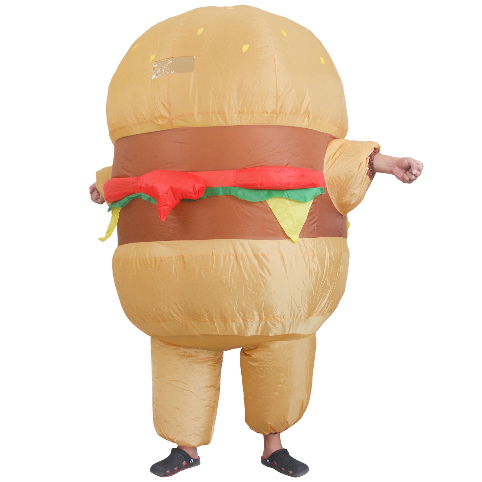 Funny Cross-dressing Burger & French Fries Inflatable Costume for Adults - Perfect for Stage and Parade Performances One Size