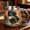 Large Capacity Resin Mug Hunting Scene Drinking Cup with Handle Great For Coffee And Hot Chocolate