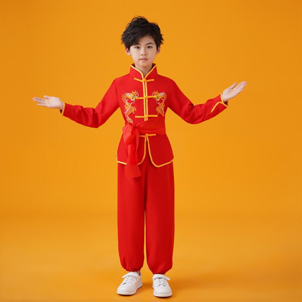 

with Belt Wushu Costume Chinese Traditional Tai Chi Uniform Traditional Outfits Kids Boys Girls 110CM червоний