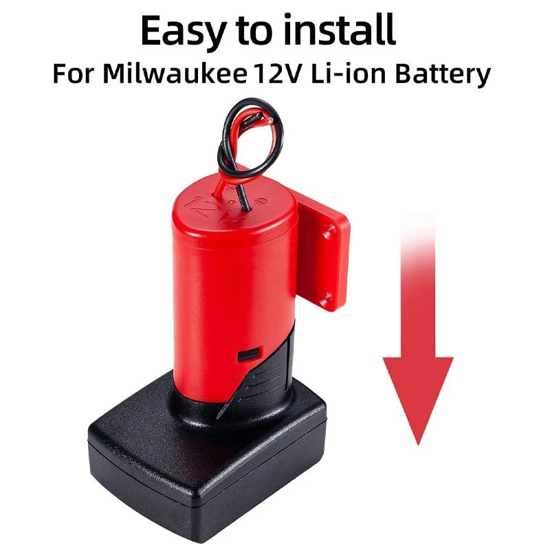 For Milwaukee 12V Li-ion Battery Power Wheels Battery Adapter Base Power Connector for Robots, Remote Control Cars