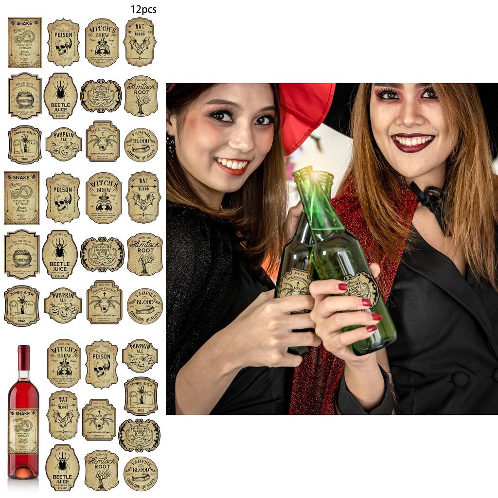 Etichette Vintage per Bottiglie di Vino di Halloween Con Adesivi Rimovibili per Decorazioni di Feste e Allestimenti di Eventi