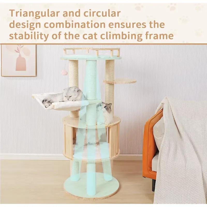 Best Selling Classic Wooden Cat Furniture for Indoor Use Climbing Frame Cat Tree Scratcher Tower Eco Friendly Durable