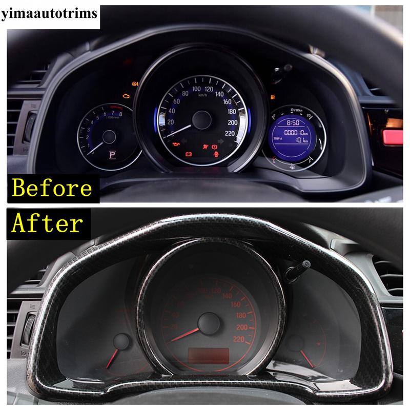 Carbon Fiber Dashboard Frame / Door Speaker / Gear Shift Panel / Window Lift Cover Trim Accessories For Honda FIT JAZZ 2014-