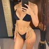 Splicing Halter Mini Thong High Cut Bikini Women Swimwear Female Swimsuit Two-Pieces Bikini Set Bather Bathing Suit Swim