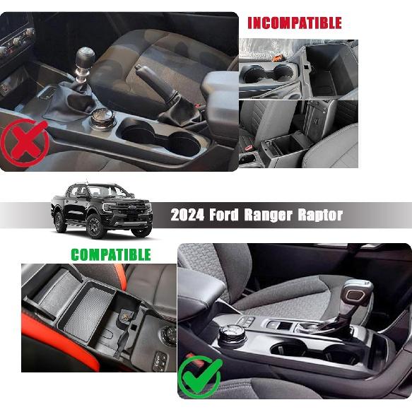 Tavă organizatoare pentru consolă centrală compatibilă cu 2024 Ford Ranger Raptor Lariat XL XLT Cutie de depozitare pentru cotiera Inserare Accesorii interioare - COMPTARE NUMAI electric